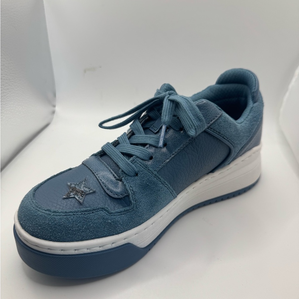 Michael Kors Mixed Media Embellished Teal Women's Sneakers. Size 8